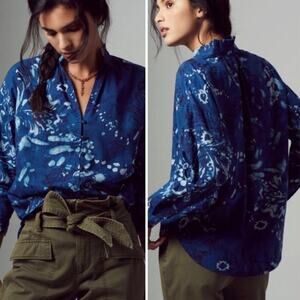Anthropologie Pilcro The Tavi Blouse In Blue